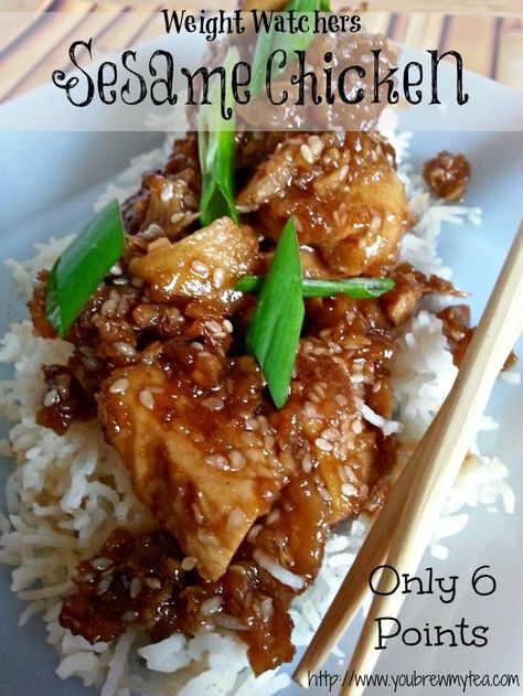 Weight Watchers Sesame Chicken Recipe - You Brew My Tea Sesame Chicken Recipe, Weight Watchers Chicken, Weight Watcher Dinners, My Tea, Sesame Chicken, Recipe Chicken, Ww Recipes, Week Meal Plan, Weight Watchers Meals