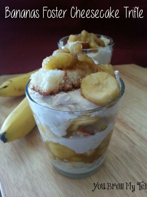 This Bananas Foster Cheesecake Trifle is perfect for any time of the year! So delicious and easy to throw together! Banana Foster, Cheesecake Trifle, Trifle Desserts, Bananas Foster, Trifle Recipe, My Tea, Soften Cream Cheese, Köstliche Desserts, Banana Recipes