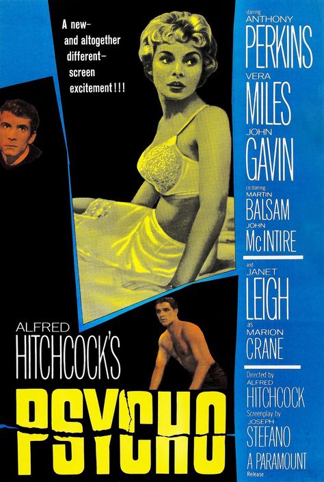 Psycho - (1960) John Mcintire, John Gavin, Alfred Hitchcock Movies, A Clockwork Orange, Poster Graphics, Norman Bates, Janet Leigh, Anthony Perkins, Karaoke Party