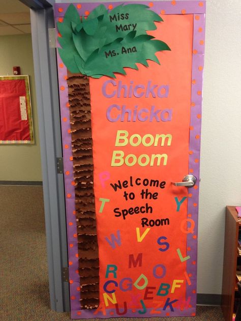 Bulletin Board Ideas Speech Therapy, Speech Classroom Decor, Slp Classroom, Speech Bulletin Boards, Speech Classroom, Teacher Door, School Speech Therapy, Speech Therapy Games, Slp Activities