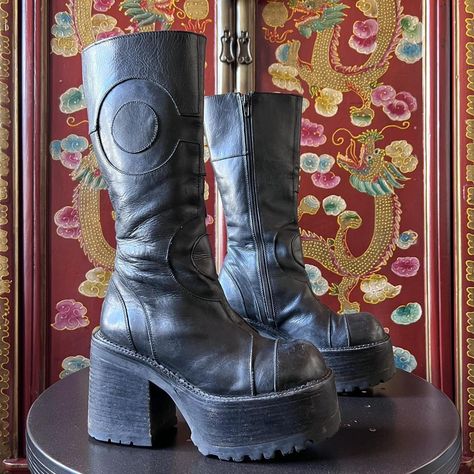 El Dantes Boots, 90s Boots, Retro Boots, Patchwork Boots, Grunge Boots, Space Grunge, Dr Shoes, Dog Cages, Aesthetic Shoes