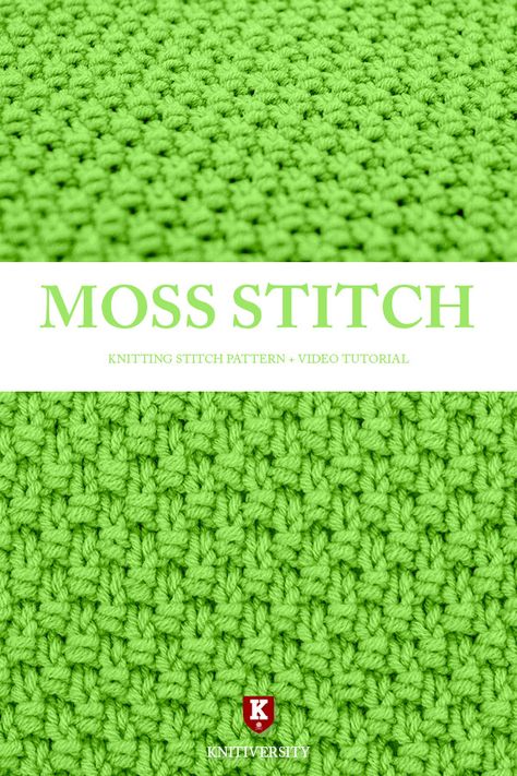 Moss Stitch Knitting Pattern Tutorial Knitted Moss Stitch, Moss Stitch Knitting Pattern, Knitting Moss Stitch, Double Seed Stitch Knitting, Double Moss Stitch Knitting, Moss Stitch Knitting, Seed Stitch Knitting, Moss Stitch Knit, Baby Mittens Knitting