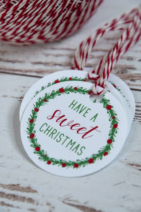 Have a Sweet Christmas Free Printable Gift Tags for Treats. #christmas #freeprintable #gifttag Christmas Treat Tags Printable Free, Sweet Treat Tags Free Printable, Free Printable Baked Goods Tags, Wishing You A Sweet Christmas Printable, To And From Christmas Tags Printable, Kids Christmas Gift Tags, Have A Sweet Christmas Tag, Free Christmas Tags, Homemade Gift Tags