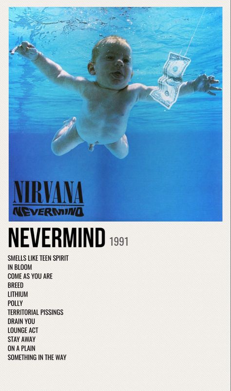 minimal poster of the album nevermind by nirvana Nirvana Album Cover, Nirvana Album, Nirvana Poster, Nirvana Songs, Nirvana Music, Nirvana Nevermind, Nirvana Band, Minimalist Music, Music Poster Ideas