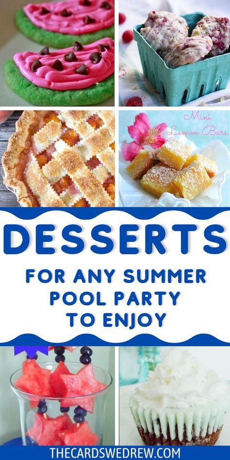 Pool Day Desserts, Pool Dessert Ideas, Summer Pool Party Desserts, Summer Outdoor Desserts, Dessert For Pool Party, Summer Themed Desserts, Pool Party Dessert Ideas, Summer Themed Food, Pool Desserts