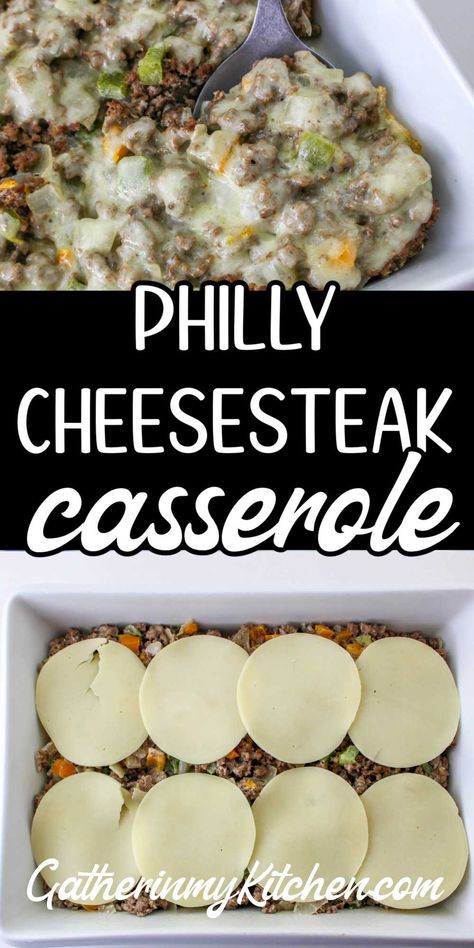 Make Ahead Philly Cheesesteak, Ground Beef Philly Cheese Steak Keto, Deconstructed Philly Cheesesteak, Crockpot Philly Cheesesteak Casserole, Dinner Ideas With Steakums, Philly Cheesesteak Lasagna Recipe, Cheesesteak With Ground Beef, Philly Casserole Cheesesteak, Philly Cheese Steak Casserole With Ground Beef