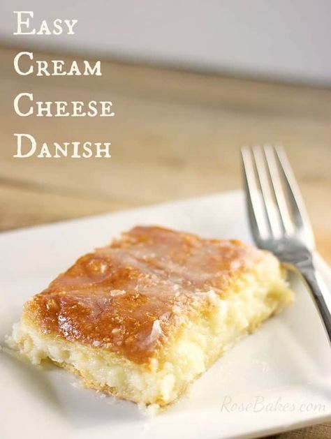 This Easy Cream Cheese Danish is an easy and delicious breakfast recipe made with canned crescent rolls, vanilla, cream cheese and sugar! Easy Cream Cheese Danish Recipe, Easy Cream Cheese Danish, Cream Cheese Danish Recipe, Crescent Roll Breakfast Recipes, Cream Cheese Breakfast, Homemade Breakfast Recipes, Cheese Danish Recipe, Cream Cheese Pastry, Danish Recipe