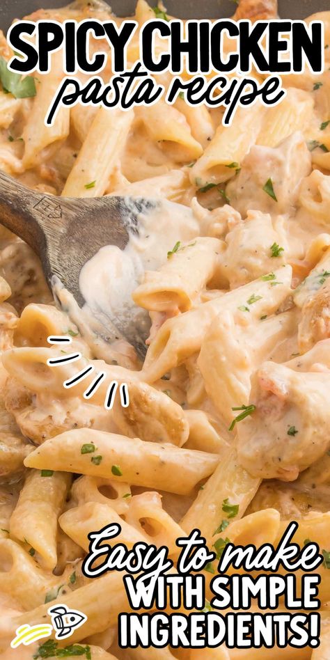 Indulge in a creamy and spicy delight with this spicy chicken pasta recipe, which is quick and easy to make with pantry staples and perfect for any occasion. Creamy Spicy Chicken, Spicy Pasta Recipes, Spicy Chicken Pasta, Popular Casseroles, Noodle Dinner, Spicy Pasta, Flavorful Dinner, Chicken Penne, Super Easy Dinner