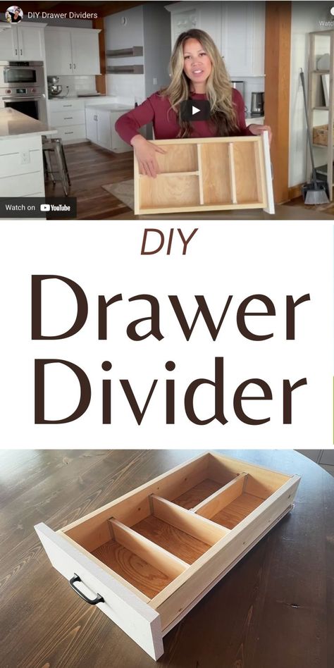 Making Drawer Dividers, Diy Dresser Drawer Dividers, Shelf Dividers Diy, Cabinet Dividers, Building Organization, Nautical Farmhouse, Building Drawers, Diy Drawer Dividers, Diy Drawer Organizer