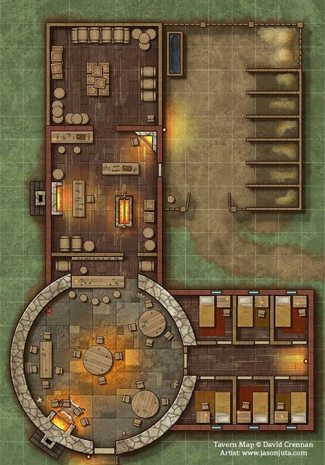 Stable Tavern Pathfinder Maps, Fantasy City Map, Map Layout, Dnd World Map, Building Map, Tabletop Rpg Maps, Rpg Map, Dungeon Maps, D D Maps