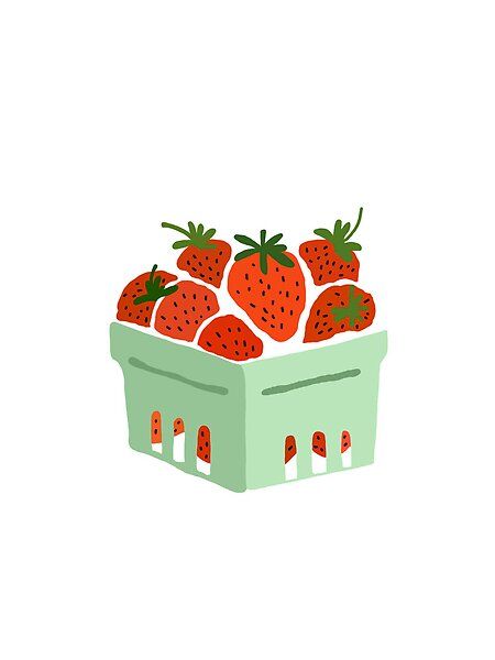 strawberries by and3384 | Redbubble Strawberry Illustration Cute, Basket Strawberries, Berry Drawing, Strawberries Illustration, Strawberry Room, Strawberry Prints, Strawberry Harvest, Strawberry Illustration, Strawberry Sticker