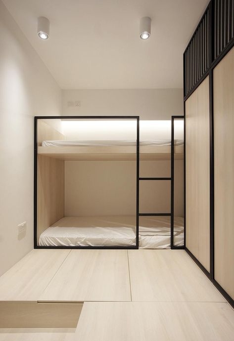 Modern Bunk Beds, Bunk Beds Built In, Built In Bunks, Bunk Bed Designs, Minimalist Apartment, Interior Minimalista, Bunk Bed, Apartment Design, 인테리어 디자인