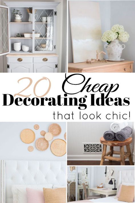 20 Cheap Decorating Ideas that look chic - lots easy ideas! These small budget decorating ideas only look expensive and will dress up any space. #homedecor #decoratingideas #interiordesign Minimalist Diy Decor, Home Quote, Cheap Diy Home Decor, Home Decor Aesthetic, Budget Decorating, Aesthetic Home Decor, Rural House, Inexpensive Home Decor, Home Decor Hacks