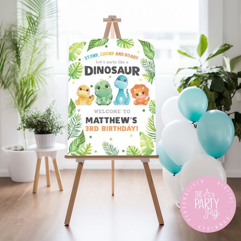 Dinosaur Birthday Welcome Sign, Baby Dinosaur Birthday Welcome Poster Dinosaur Birthday Party Decoration Baby Dinosaur Digital Download by ThePartyPig on Etsy Dinosaur Party Welcome Sign, Dino Birthday Party Decoration, Baby Dinosaur Party, Baby Sprinkle Decorations, Dinosaur Birthday Party Invitations, Dinosaur Birthday Theme, 1st Birthday Signs, Dinosaur Party Decorations, Dinosaur Birthday Party Decorations