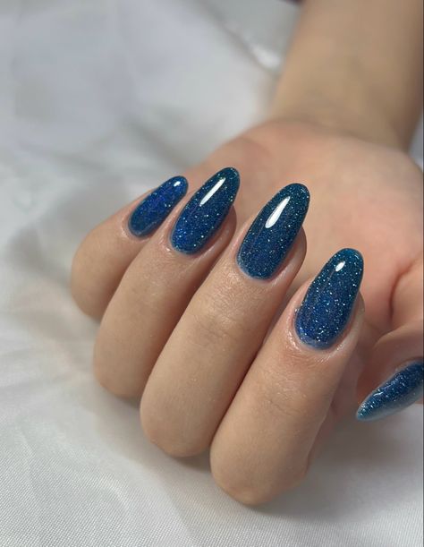 Blue Glitter Almond Nails, Dark Blue Nails Glitter, 2024 Aspirations, Umbre Nails, Dark Blue Nails, Blue Glitter Nails, Glitter Nails Acrylic, Nail Art Ombre, Nails Only