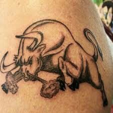 Angry Bull Tattoo, Bull Tattoo Ideas, Tattoo Prague, Taurus Bull Tattoos, Angry Bull, Geometric Tattoo Sleeve Designs, Taurus Constellation Tattoo, Bull Tattoo, Brahma Bull