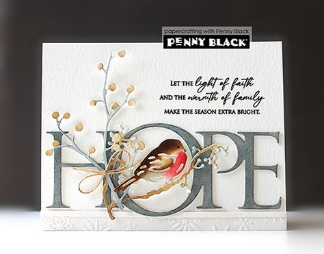 Cards Made With Penny Black Stamps, Black Christmas Cards, Penny Black Cards, Penny Black Stamps, Clear Acrylic Stamps, Christmas Card Crafts, Acrylic Stamp, Bird Cards, Penny Black