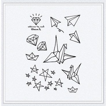 Simple icons Star Sketch, Paper Crane Tattoo, Tatoo Dog, Crane Tattoo, Tattoo Temporary, Origami Star, Handpoke Tattoo, Tattoo Paper, Star Tattoo