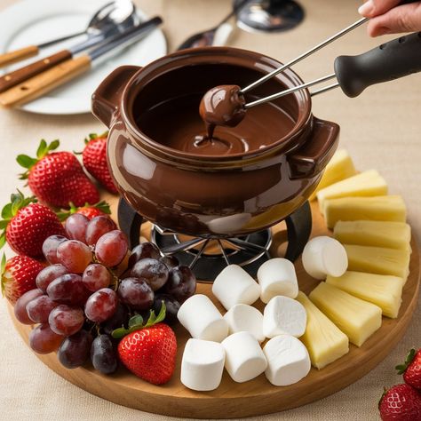 Time to dip! 🍫🍓 This rich and velvety Chocolate Fondue is perfect for sharing with friends and family! What will you dip first? 😋 #Ingredients: - 12 oz semi-sweet chocolate chips or finely chopped chocolate - 1 cup heavy cream - 1 teaspoon vanilla extract - Assorted dippers (strawberries, bananas, marshmallows, pretzels, pound cake, etc.) #Directions: 1. **Melt the Chocolate:** - In a small saucepan, heat the heavy cream over medium heat until it begins to simmer (do not boil). - Remove... Fondue Chocolate Dippers, Chocolate Dipping Board, Chocolate Fondue Dippers Ideas, Christmas Fondue, Cheese Fondue Dippers, Fondue Chocolate, Fondue Dippers, Chocolate Fondue Fountain, Chocolate Fondue Recipe