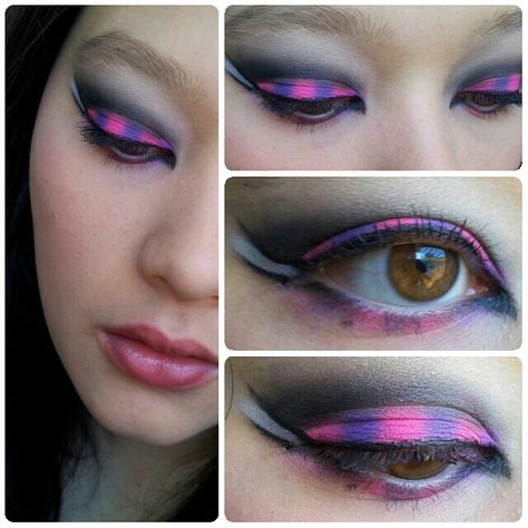 Cheshire cat inspired makeup I did (x-post from r/makeup) - Imgur Cheshire Cat Eye Makeup, Cheshire Cat Halloween Makeup, Cheshire Cat Cosplay Makeup, Cheshire Cat Inspired Outfits, Simple Cheshire Cat Makeup, Cute Cheshire Cat Makeup, Cheshire Cat Inspired Makeup, Evil Cheshire Cat Makeup, Scary Cheshire Cat Makeup