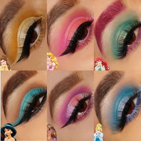 Aerial Makeup Disney, Disney Princess Eyeshadow Looks, Easy Disney Makeup Looks, Disney Princess Eye Makeup, Disney Inspired Makeup Looks, Disneyland Makeup Ideas, Belle Makeup Disney, Disney Character Makeup Looks, Disney Princess Makeup Looks