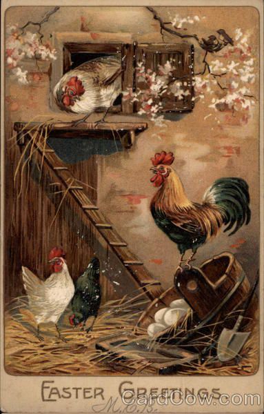 Stary Papier, Vintage Easter Cards, Chicken Painting, Rooster Art, Easter Postcards, Rooster Decor, Chicken Decor, Farm Art, Chickens And Roosters