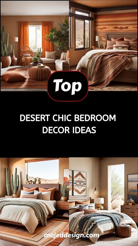 brings the serene beauty of the desert into your bedroom with a blend of warmth and sophistication. Discover how to infuse your space with sandy neutrals, rustic textures, and vibrant Southwestern patterns. This guide offers tips for incorporating natural materials, cozy textiles, and stylish accents to create a restful retreat that embodies the relaxed elegance of desert chic. Desert Home Interior Design, Desert Chic Bedding, Western Bedding Sets Bohemian, Boho Chic Bedding Western, Modern Southwest Bedroom, Desert Chic Bedding Set, Desert Chic Bedroom, Bedroom Decor Ideas Cozy, Desert Aesthetic Decor