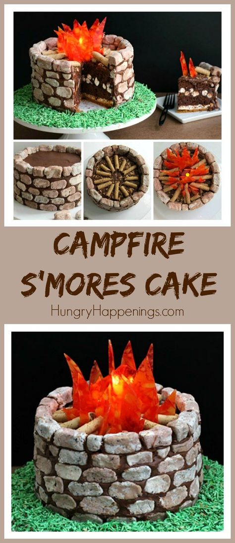 Smores Treats, Cake With Layers, Cookies And Cream Fudge, Gooey Chocolate Brownies, Campfire Smores, Camping Cakes, Graham Cookies, Campfire S'mores, Cream Fudge