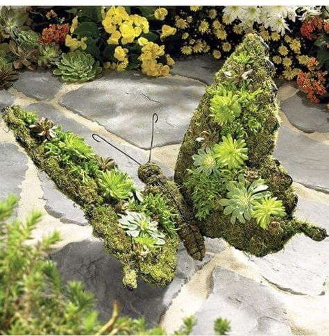 Moss Butterfly, Topiary Forms, Pinterest Garden, Topiary Garden, Garden Whimsy, Moss Garden, Topiary Trees, Deco Floral, Rustic Garden Decor