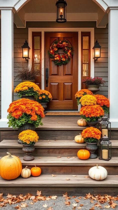 Transform your entrance with cozy fall planters! Embrace the season's charm with beautiful decor for your front porch. 🍂 #FallDecor #Planters #HomeDecor #CozyPorch #AutumnVibes Seasonal Decor Ideas, Thanksgiving 2024, Fall Planters, Crisp Air, Front Porches, Cozy Fall, Beautiful Decor, Fall Vibes, Front Porch