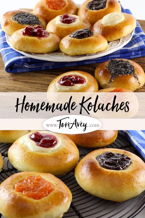 Homemade Kolaches, Czech Kolaches, Kolache Recipe, Dessert Breakfast, American Cake, Czech Recipes, Kosher Recipes, Food History, Polish Recipes