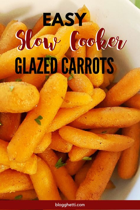 Slow Cooker Glazed Carrots are made with only 5 ingredients and are the best most tender sweet baby carrots ever. Perfect side dish for dinner or as a holiday side. #carrots #slowcooker #glazed #holidaysidedishes #crockpot Crockpot Glazed Carrots, Sweet Baby Carrots, Carrots Slow Cooker, Roast Carrots, Glazed Carrots Recipe, Chicken Recipes For Kids, Cauliflower Gratin, Sweet Carrot, Crockpot Roast