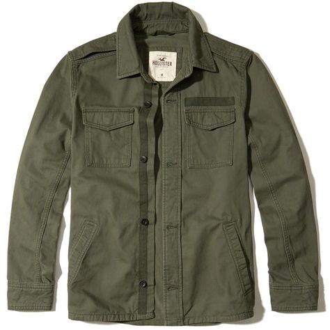 Hollister Military Shirt Jacket ($48) ❤ liked on Polyvore featuring men's fashion, men's clothing, men's outerwear, men's jackets, olive, mens twill jacket, mens military style jacket, mens olive green military jacket, mens army green jacket and mens green military jacket Mens Military Style Jacket, High School Boyfriend, School Boyfriend, Mens Military Jacket, Military Jacket Green, Shirt Jacket Men, Military Shirt, Olive Jacket, Olive Green Jacket