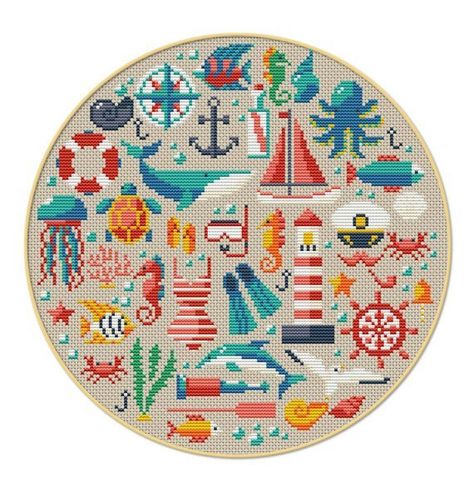 Sea Cross Stitch, Counted Cross Stitch Patterns Free, Hama Bead, Nature Cross Stitch, 강아지 그림, Cute Cross Stitch, Needlework Patterns, Embroidery Patterns Free, Modern Cross Stitch Patterns