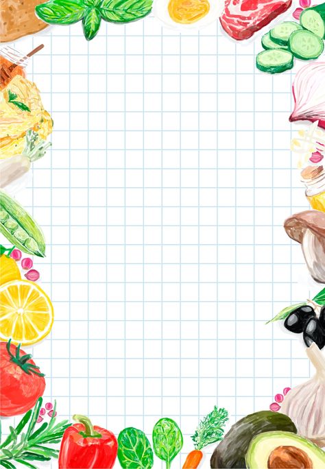 Background Vegetables, Food Border, Vegetables Watercolor, Food Frame, Paper Cactus, Cake Wallpaper, Cooking Design, Border Vector, Watercolor Mixing