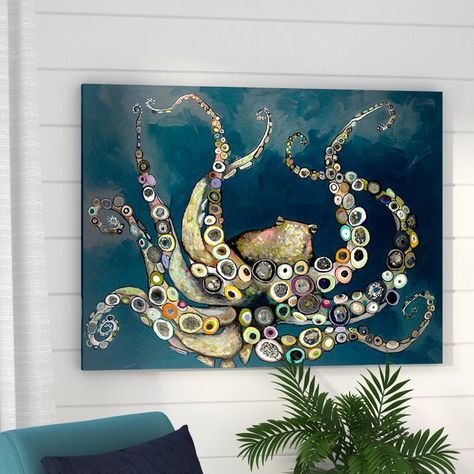 Mini Toile, Octopus Painting, The Deep Blue Sea, Octopus Art, In The Deep, Deep Blue Sea, Beachcrest Home, Coastal Wall Art, Art Print Set