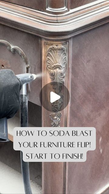 Kate on Instagram: "This really is a super easy way to strip detailed parts of your furniture makeover! And all in all it really isnt super labor intensive considering how fast this strips away all of the finish! I just go over the area with a fine piece of sandpaper or sponge to smooth it out afterwards! Highly recommend! Would you guys give this a try?!  . . #furniturerefinishing #furnitureartist #furnituremakeover #furnitureflipper #upcycledfurniture #paintedfurniture #diyfurniture #refinishedfurniture" Sandblasting Furniture, Soda Blasting, Furniture Makeover Inspiration, Stripping Furniture, Revamp Furniture, Next Furniture, Woodworking Cabinets, Upcycled Furniture Diy, Furniture Fix