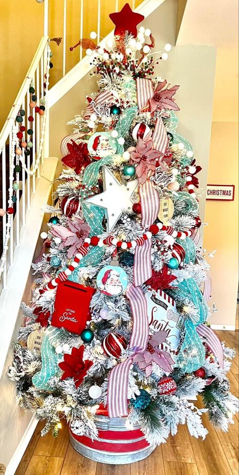 Snowman Themed Christmas Tree Decorating Ideas, Red And Aqua Christmas Tree, Red And Light Blue Christmas Tree, Aqua And Red Christmas Tree, Red And Turquoise Christmas Tree, Aqua And Red Christmas Decor, Black And Red Christmas Tree, Christmas Decoration Bedroom, Black White And Red Christmas