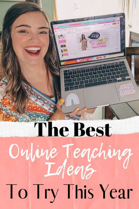 The best online teaching ideas. If you are new to virtual teaching check out these ideas to connect with students and have fun in the online classroom. #onlineteaching Online Teaching Ideas, Online Teaching Aesthetic, Teaching Online, Teach Online, Teaching Online Ideas, Online Teacher, Online Teaching Background, Tutoring Ideas, Online English Teaching Ideas