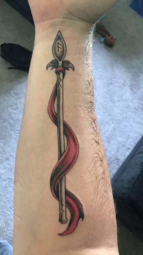 Spear Tattoo Design, St Louis Tattoo, Spear Tattoo, Viking Tattoos, Tattoo Inspo, Ravens, Runes, Sleeve Tattoos, St Louis