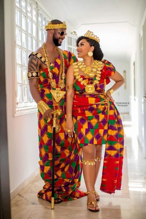 Ghana Traditional Wedding, Ghanaian Wedding, Couples African Outfits, African Traditional Wedding Dress, African Bride, Black Sequin Mini Dress, Traditional Wedding Attire, African Traditional Wedding