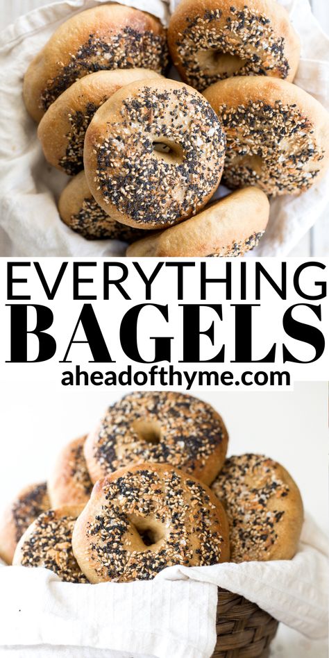 Easy homemade everything bagels with a signature seasoning blend on top are so much better than bakery-style bagels and super easy to make at home. | aheadofthyme.com #everythingbagels #homemadebagels #bagels Everything Bagel Recipe, Everything Bagels Recipe, Sourdough Bagel, Homemade Everything, Everything Bagels, Bagels Recipe, Bagel Toppings, Sourdough Bagels, Best Bagels