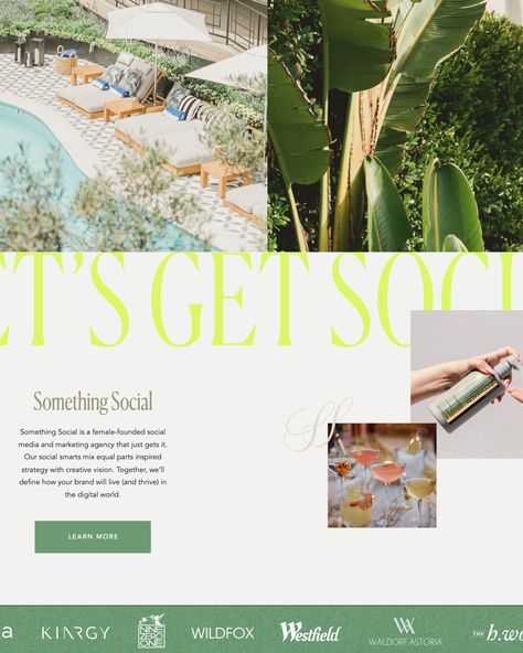 Something Social Neon Modern Website design by Nari Creative, custom ShowIt Website, Animation Tropical Website Design, Microsite Design, Website Animation, Modern Website Design, Website Ideas, Modern Website, Showit Website, Squarespace Website, Tropical Style