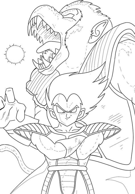 Coloring Pages Dragon Ball Z, Dragonball Z Coloring Pages, Vegeta Lineart, Vegeta Coloring Pages, Vegeta Drawing, Goku Coloring Pages, Dragon Ball Z Coloring Pages, Dbz Drawings, Dragon Ball Tattoo