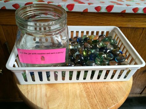 Whole Class Reward System: Marbles in a Jar Reward Jar Ideas, Marbles In A Jar, Whole Class Reward System, Class Reward System, Whole Class Rewards, Classroom Reward System, 1st Grade Classroom, Class Incentives, Reward System For Kids