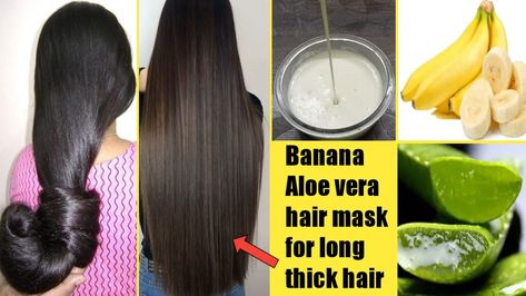 Aleo Vera For Hair, Banana Hair Mask For Growth, Hair Mask For Long Hair, Hair Growth Mask Diy, Aloe Vera Hair, Banana Hair Mask, Aloe For Hair, Longer Hair Faster, Aloe Vera Hair Mask