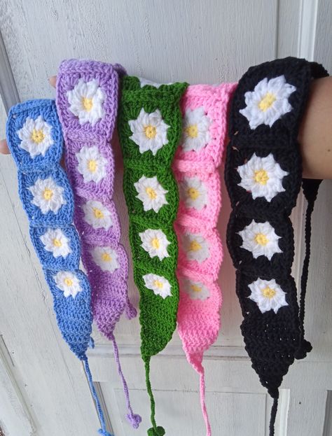 Crochet Handbands, Crochet Headband Granny Square, Crochet Granny Square Headband, Hairband Tutorial, Granny Square Headband, Diy Crochet Headband, Crochet Swimwear Pattern, Easy Bow, Crochet Hairband