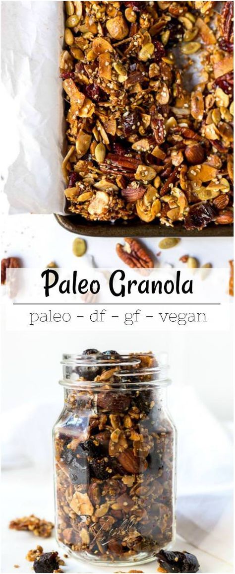 Vegan Paleo Granola Recipe - granola recipe - grainless granola - healthy granola - homemade granola - nut granola - baked granola - granola paleo - homemade granola healthy - paleo granola - breakfast granola - fall granola recipe - granola recipe vegan - how to make granola recipes - vegan granola Fall Granola Recipe, Paleo Granola Recipe, Fall Granola, Make Granola, Breakfast Granola, How To Make Granola, Homemade Granola Healthy, Paleo Granola, Vegan Granola