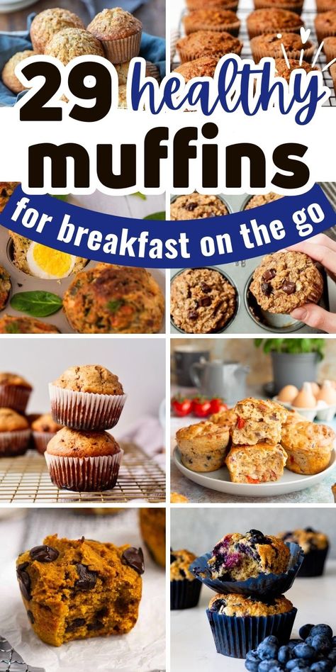 collage of breakfast muffins recipes for quick and easy breakfast ideas. Healthy To Go Breakfast Ideas, Healthy Breakfast Muffins Clean Eating, Easy Breakfast Ideas To Go, Healthy Breakfast Muffins Recipes, Breakfast Muffins Recipes Healthy, Quick Easy Breakfast Ideas Healthy, Breakfast Muffins Egg, Healthy Muffins Recipes, Filling Muffins