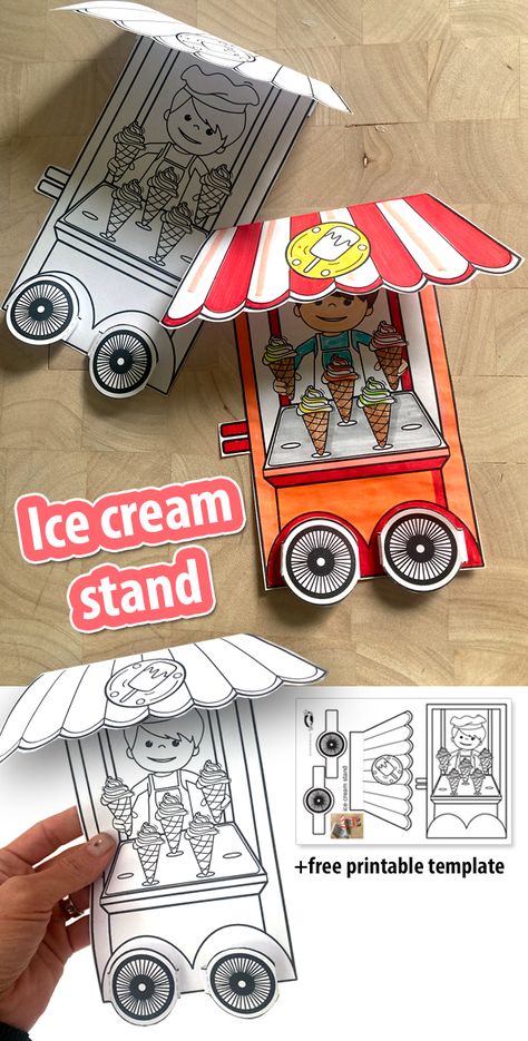 Ice Cream Art Activities, Ice Cream Crafts For Kids, Ice Cream Activities, Craft Ice Cream, Ice Cream Craft, Paper Activities, Cool Crafts For Kids, Craft Ideas With Paper, Ideas With Paper